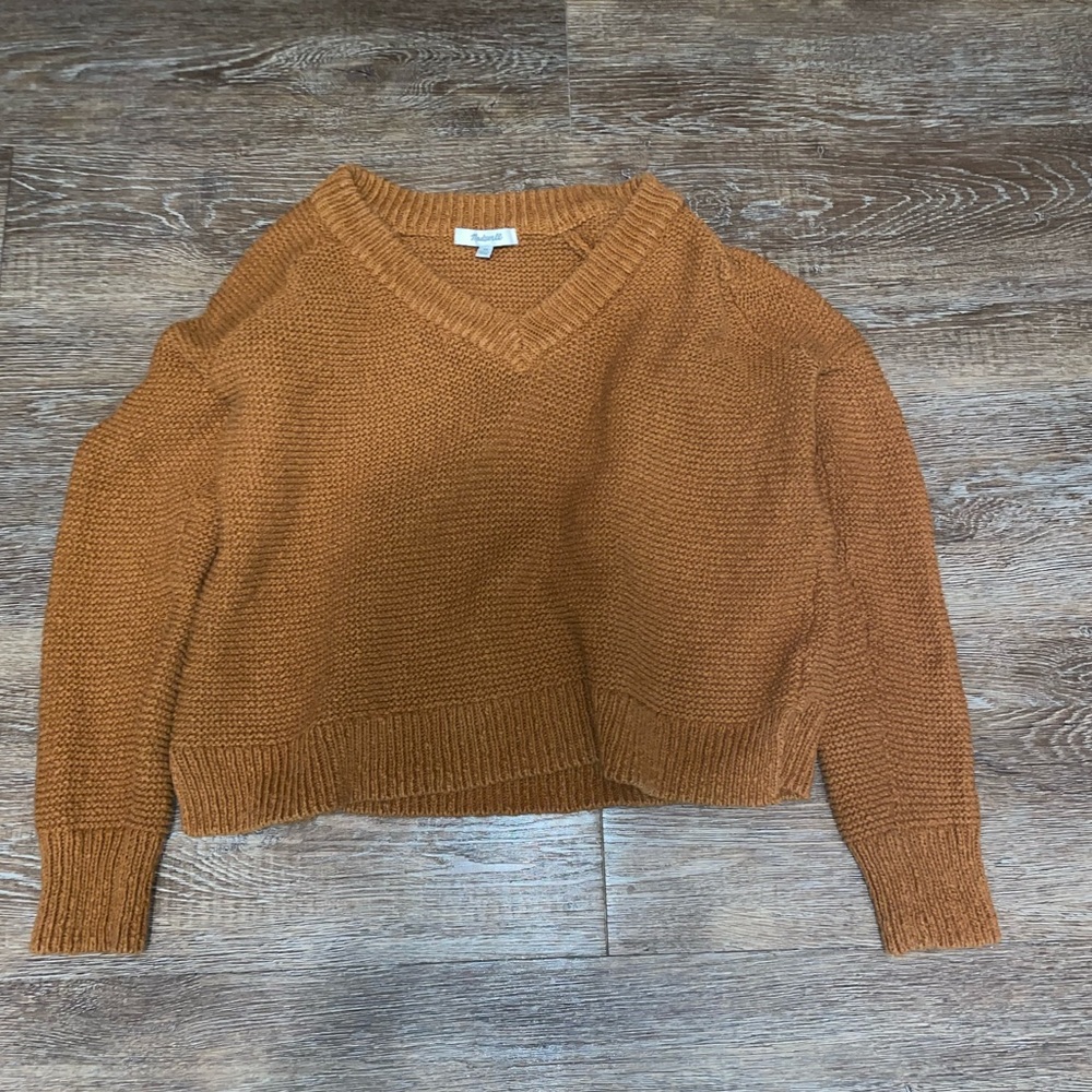 Madewell Orange V-Neck XS Sweater